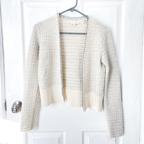 Ted Baker Eloda Boucle Style Cardigan With Chain - Picture 2 of 6